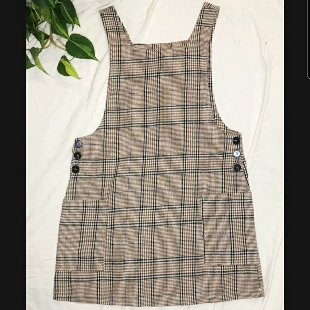 Entro Plaid Pinafore Dress Size L